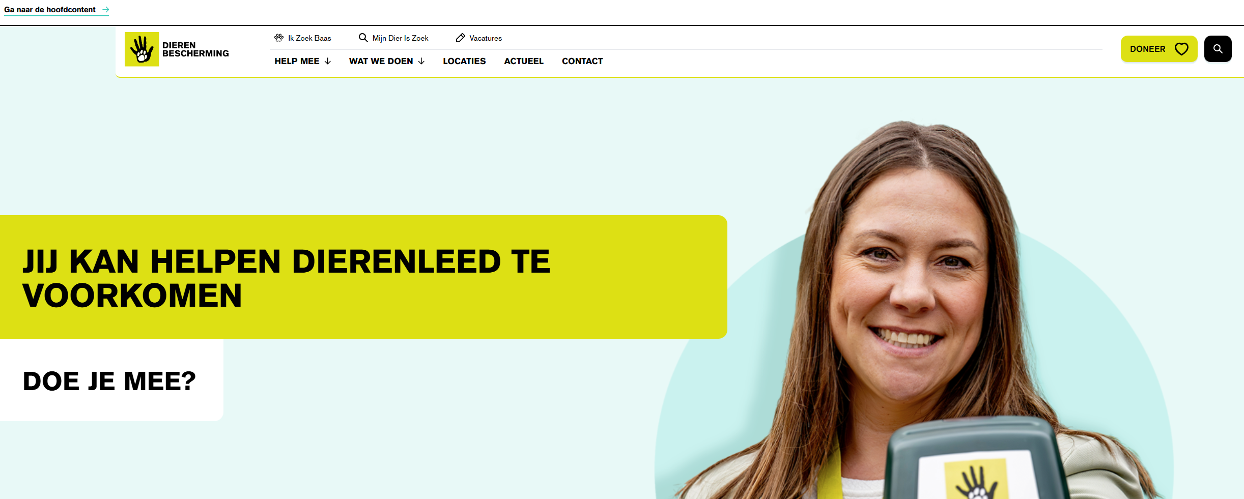 Screenshot van het Goede Doel project